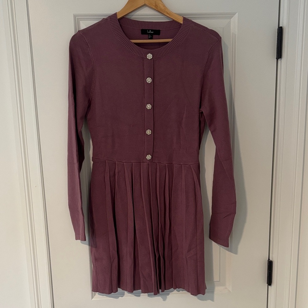 NWT Lulu's Mauve Long Sleeve Mini Dress